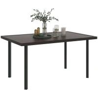 Outsunny Outdoor Patio Dining Table with 2.1" Umbrella Hole, Steel Outdoor Patio Table for 6, Dark Brown(m-11)