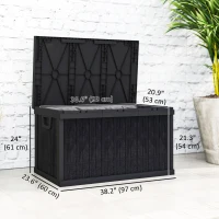 Outsunny 70 Gallon Deck Box, Resin Outdoor Storage Box with Handles, Waterproof Storage Container for Garden Tools, Black(m-3)