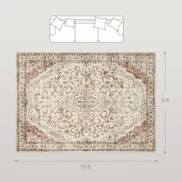HOMCOM Area Rug 8x10, Machine Washable Rug, Non-Slip Classical Floral Print Floor Carpet for Living Room, Bedroom, Mixed-Brown(m-3)