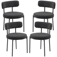 HOMCOM 4 Pieces Kitchen Chairs, Modern Dining Chairs w/ Corduroy Upholstery and Steel Legs for Living Room, Black(m-2)