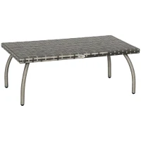Outsunny Rattan Coffee Table Outdoor Side Table, 35.4" x 19.7" Small Wicker Patio Furniture with All-Weather PE for Garden, Balcony, Backyard, Poolside, Grey(m-11)