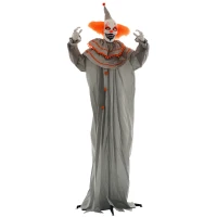 HOMCOM 6' Life Size Orange Classic Clown Outdoor Halloween Decoration Animatronic, Sound and Motion Activated w/ Light Up Eyes(m-11)