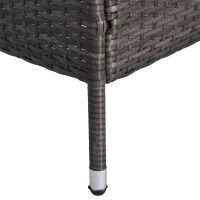 Outsunny 2 Seat Rattan Wicker Chair with Cushion Garden Bench with Tea Table Backyard All Weather Padded Seat Grey(m-9)