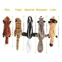 5-Pack Dog Durable Squeak Toys Bundle with Squeakers, No Stuffing Plush Chew Toys for Small to Large Breeds, 18" L x 4" W x 1" H, Multicolor(m-3)