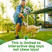Durable Dog Soccer Ball with Straps, Interactive Water-Resistant Toy for Small to Medium Breeds, 6" L x 6" W x 6" H, Green+Black(m-6)