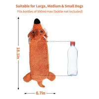 Squeaky Plush Dog Toy for All Breeds, Water Bottle Compatible, No Stuffing Crinkle Interactive Chew Toy, 9" L x 1" W x 18" H, Orange(m-3)