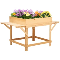 Outsunny Elevated Planter Box with Legs Raised Garden Planter Bed with Non-Woven Fabric Bag, Flower Box for Growing Herbs & Plants, Solid Wood Construction 51.5" x 29.5" x 29.5"(m-2)