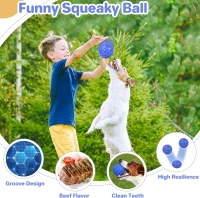 Indestructible Squeaky Dog Ball with High-Stretch and Durable Design, Interactive Chew Toy for Aggressive Chewers, 3" L x 3" W x 3" H, Bluei(m-8)