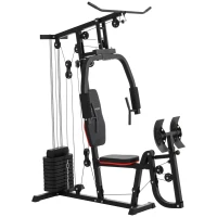 Soozier Home Gym Weights Machine, Multi Gym Lat Pulldown and Leg Workout Equipment with 99lbs Weight Stack(m-11)