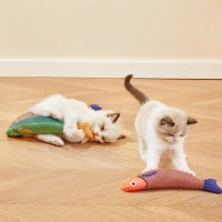 3-Pack Interactive Saury Fish Cat Toys with Catnip Crinkle Sound, Soft Plush Kicker for Indoor Exercise, 8.5" L x 2.5" W x 1.5" H, Multicolor(m-1)