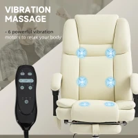 Vinsetto Massage Office Chair, Reclining Executive Office Chair with 6-Point Vibration, Footrest and High Back, White(m-4)