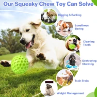 Indestructible Squeaky Dog Balls with High-Stretch Material, Honeycomb Texture, Tough Chew Toys for Large Breeds, 3" L x 3" W x 3" H, Green(m-5)