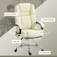 Vinsetto Massage Office Chair, Reclining Executive Office Chair with 6-Point Vibration, Footrest and High Back, White(m-7)