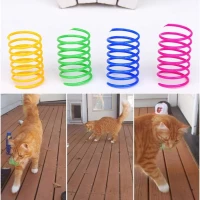 12-Piece Cat Spiral Spring Toy Set, Interactive and Durable Heavy Plastic Springs for Swatting, Biting, Hunting, 2" L x 1" W x 1" H, Multicolor(m-5)