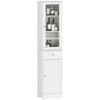 kleankin Tall Bathroom Cabinet, Bathroom Storage Cabinet with Drawers, 2 Doors and Adjustable Shelves, White(m-2)
