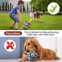 Dog Soccer Ball Toy with Straps, Interactive Water-Resistant Herding Ball for Small to Medium Dogs, 6" L x 6" W x 6" H, Blue+Red(m-8)