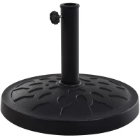 Outsunny 29 lbs Resin Round Patio Umbrella Stand Base Coated Pole Market Garden Umbrella Holder Parasol Holder Black(m-2)
