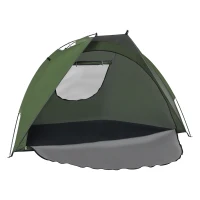 Outsunny Pop Up Tent, Beach Tent, UV Protected Sun Shelter with Carry Bag and Ground Stakes for 2-3 Person, Green(m-2)