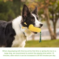 Carllg Indestructible Dog Chew Toy for Aggressive Chewers, Squeaky Interactive Corn Stick for Small to Large Breeds, 6" L x 2" W x 2" H, Yellow(m-5)