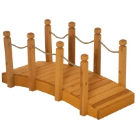 Outsunny 4FT Wooden Garden Bridge Arc Footbridge with Hemp Rope Railings & Solid Fir Construction, Orange(m-2)