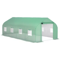 Outsunny 20' x 10' x 7' Walk-in Tunnel Greenhouse with Zippered Mesh Door and 8 Mesh Windows, Gardening Plant Hot House with Galvanized Steel Hoops, Green(m-1)