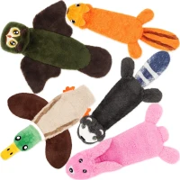 5-Pack Interactive and Durable Dog Squeak Toys for All Breed Sizes, No Stuffing Plush Crinkle Chew Toys, 16" L x 13" W x 1" H, Multicolor(m-2)