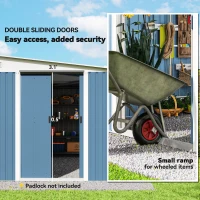 Outsunny 11' x 9' Metal Outdoor Storage Shed, Tool House with Double Lockable Doors for Backyard, Patio, Lawn, Garage, Blue(m-6)