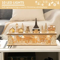 HOMCOM Christmas Village House Decoration, Pre-lit Winter Wonderland with 10 Battery Operated LED Lights, Indoor Room Decor Collection(m-5)