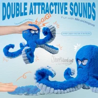 Tough Dog Toys with Crinkle Octopus Design, Interactive Squeaky Chew Toy for Aggressive Chewers, 11.5" L x 3" W x 8.5" H, Blue(m-8)