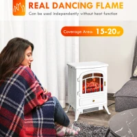 HOMCOM Fireplace Stove, Electric Fireplace Heater with Realistic LED Flames and Logs, 725W/1450W, White(m-4)