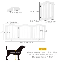 PawHut 24"H Foldable Dog Gate, 3 Panels Freestanding Pet Gate Barriers Indoor with Support Feet, Puppy Fence for Small Dogs, White(m-3)