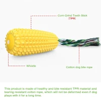 Carllg Indestructible Dog Chew Toy for Aggressive Chewers, Squeaky Interactive Corn Stick for Small to Large Breeds, 6" L x 2" W x 2" H, Yellow(m-7)