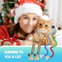 4-Piece Interactive Catnip Toys with Refillable Natural Catnip Bag, Cat Toys Chew Rope and Silvervine Sticks for Teeth Cleaning, Multicolor(m-7)