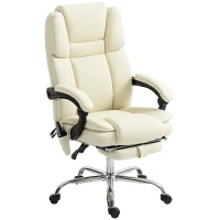 Vinsetto Massage Office Chair, Reclining Executive Office Chair with 6-Point Vibration, Footrest and High Back, White(m-2)