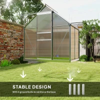 Outsunny 6' x 4' x 6.6' Walk-in Greenhouse, Polycarbonate Greenhouse with Adjustable Roof Vent, Base, Sliding Door, Clear(m-6)