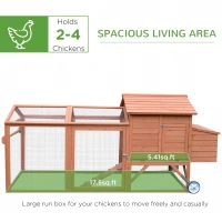 PawHut 96.5" Chicken Coop Wooden Hen House Poultry Cage Pen Portable with Wheels and Nesting Box, Chicken Cage for Backyard Outdoor, Natural(m-4)