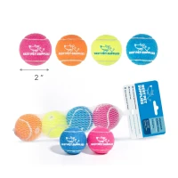 Best Pet Supplies Squeaky Tennis Balls with Durable Natural Rubber, 4-Pack, Heavy-Duty Interactive Toys for Dogs, 2" L x 2" W x 2" H, Multicolor(m-3)
