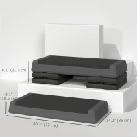 Soozier Adjustable Exercise Step Platform, 3-Level with Risers 4", 6", 8" Aerobic Stepper, 550lbs Weight Capacity, Grey(m-3)