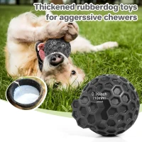 Tough Chew Toys with Teeth Cleaning Texture, High Elasticity, Squeaky Dog Balls for Aggressive Chewers, 3" L x 3" W x 3" H, Black(m-4)
