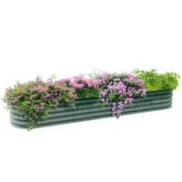 Outsunny 7.9' x 2' x 1' Galvanized Raised Garden Bed Kit, Metal Planter Box with Safety Edging, Green(m-11)