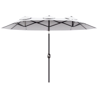 Outsunny Double Sided Patio Umbrella, 9.7' Large Outdoor Market Umbrella with Push Button Tilt and Crank, 3 Air Vents and 12 Ribs, for Garden, Deck, Pool, White