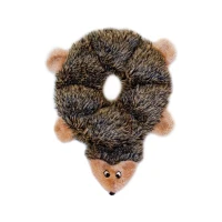Durable Dog Toy with Fun Hedgehog Design, No Stuffing Squeaky Plush for Small and Medium Dogs, 10" L x 8" W x 1" H, Brown(m-5)