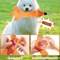 Squeaky Plush Dog Toy for All Breeds, Water Bottle Compatible, No Stuffing Crinkle Interactive Chew Toy, 9" L x 1" W x 18" H, Orange(m-5)