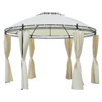 Outsunny 11.5' Patio Gazebo, Outdoor Gazebo Canopy Shelter with Curtains, Romantic Round Double Roof, Solid Steel Frame for Garden, Lawn, Backyard and Deck, Cream White(m-1)
