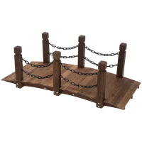 Outsunny 5 ft Wooden Garden Bridge Arc Footbridge with Metal Chain Railings & Solid Fir Construction, Carbonized(m-2)