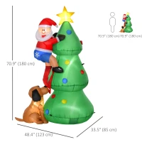 HOMCOM 5.9ft Inflatable Christmas Tree, Santa Claus, Dog, LED Lights, Indoor, Outdoor, Home, Garden, Lawn, Decoration(m-3)