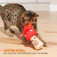 Catstages Mushroom Kicker Toy with Catnip, Dental Mesh, Plush and Feather Cat Toy for Kicking, Tossing, Teeth Cleaning, 3" L x 3" W x 5" H, Red(m-4)