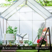 Outsunny 6' x 4' x 6.6' Walk-in Greenhouse, Polycarbonate Greenhouse with Adjustable Roof Vent, Base, Sliding Door, Clear(m-4)