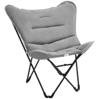 Outsunny Folding Camping Chair, Oversized Padded Lawn Chair w/ Steel Frame for Outdoor, Beach, Picnic, Hiking, Travel, Light Grey(m-2)