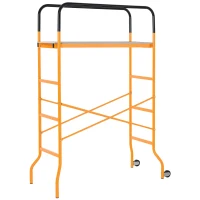 HOMCOM 4-Step Steel Scaffold Organizer Platform 2 Wheels for Easy Movement Non-Slip Design, for Indoor Outdoor Installation of Components and Parts, 45.25''x22.5''x70.75''(m-2)